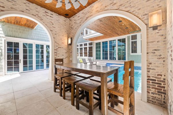 Dining room, Interior, Stone Walls, Wooden Ceilings