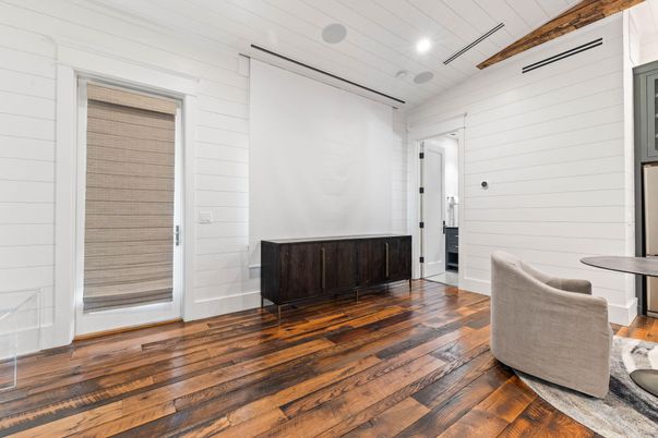 Empty room, Interior, Recessed Lighting, Wood Texture Flooring