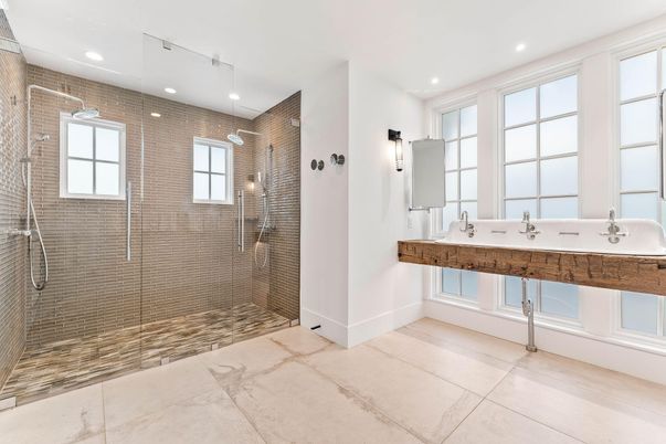 Bathroom, Dual Sink Vanities, Glass Shower, Interior, Recessed Lighting