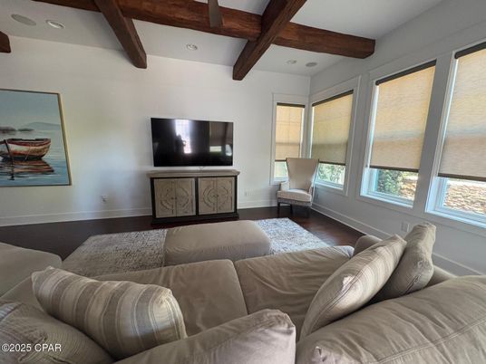 Interior, Living room, Recessed Lighting, Wooden Beams, Wood Texture Flooring