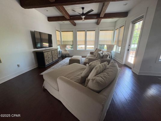 Interior, Living room, Recessed Lighting, Wooden Beams, Wood Texture Flooring
