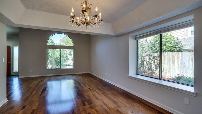 Chandelier, Empty room, Interior, Wood Texture Flooring