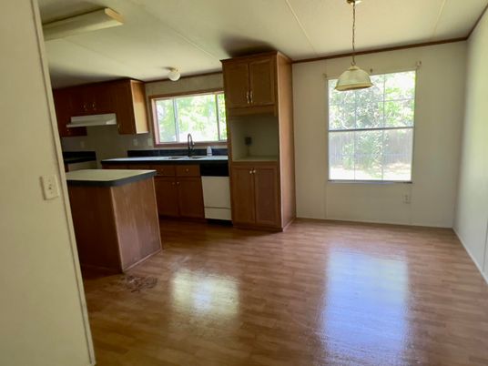 Interior, Kitchen, Pendant Lights, Wood Texture Flooring