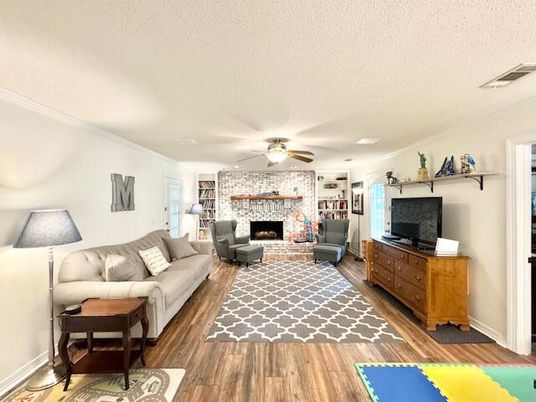 Fireplace, Interior, Living room, Wood Texture Flooring