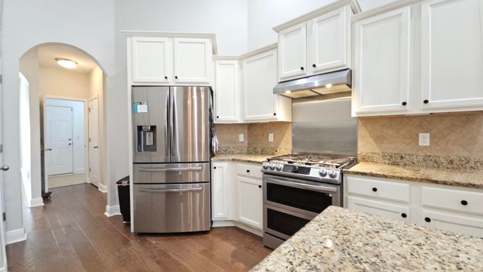 Interior, Kitchen, Stainless Steel Appliances, Wood Texture Flooring