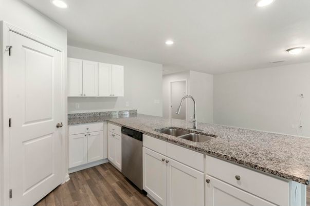 Interior, Kitchen, Recessed Lighting, Wood Texture Flooring