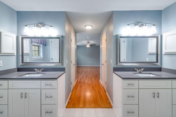 Bathroom, Dual Sink Vanities, Interior, Wood Texture Flooring