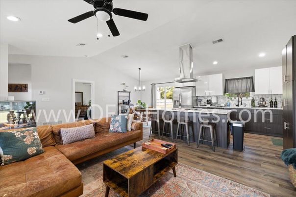 Interior, Kitchen, Living room, Pendant Lights, Recessed Lighting, Stainless Steel Appliances, Wood Texture Flooring