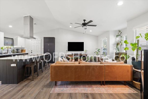 Interior, Kitchen, Living room, Recessed Lighting, Wood Texture Flooring