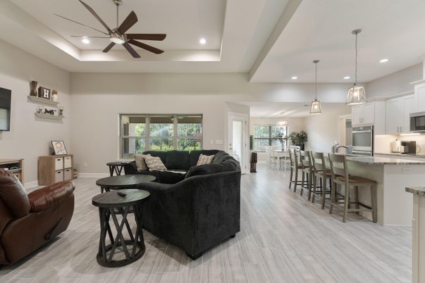 Interior, Kitchen, Living room, Pendant Lights, Recessed Lighting, Stainless Steel Appliances, Wood Texture Flooring