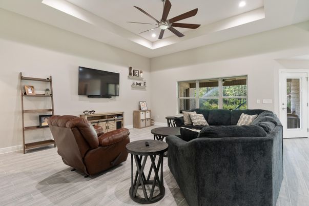 Interior, Living room, Recessed Lighting, Wood Texture Flooring
