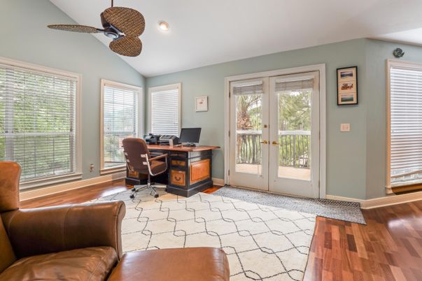 Home Office, Interior, Recessed Lighting, Wood Texture Flooring