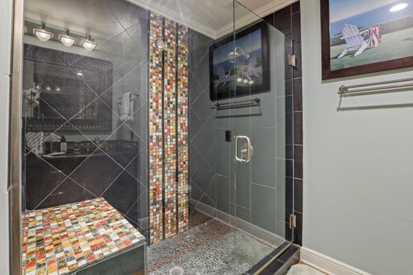 Bathroom, Glass Shower, Interior, Recessed Lighting