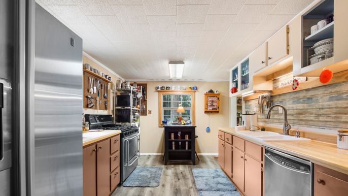 Interior, Kitchen, Stainless Steel Appliances, Wood Texture Flooring