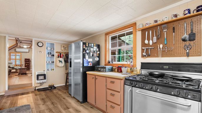 Interior, Kitchen, Stainless Steel Appliances, Wood Texture Flooring
