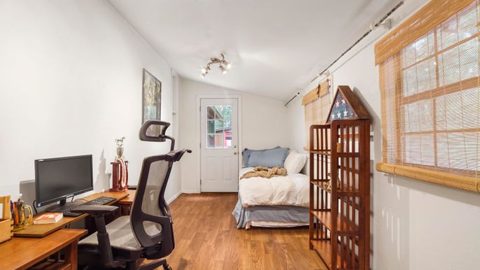 Bedroom, Fitness Equipment, Home Office, Interior, Wood Texture Flooring