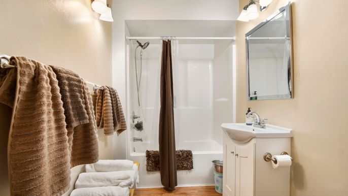 Bathroom, Interior, Wood Texture Flooring