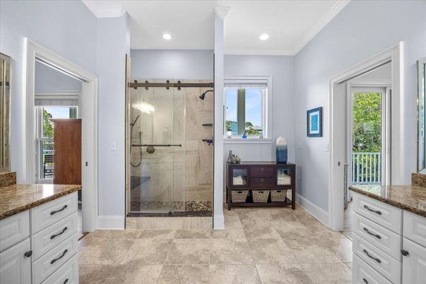 Bathroom, Glass Shower, Interior, Recessed Lighting