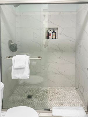 Bathroom, Glass Shower, Interior, Marble Walls