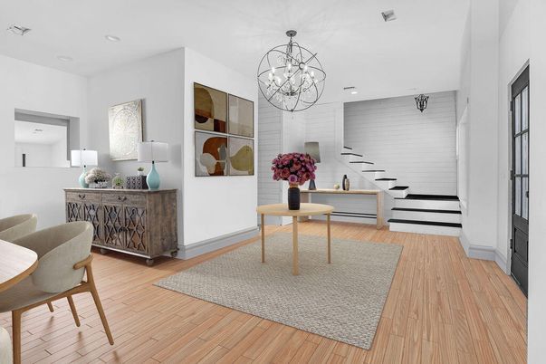 Chandelier, Interior, Recessed Lighting, Wood Texture Flooring