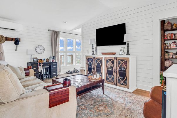 Home Office, Interior, Living room, Recessed Lighting, Wood Texture Flooring