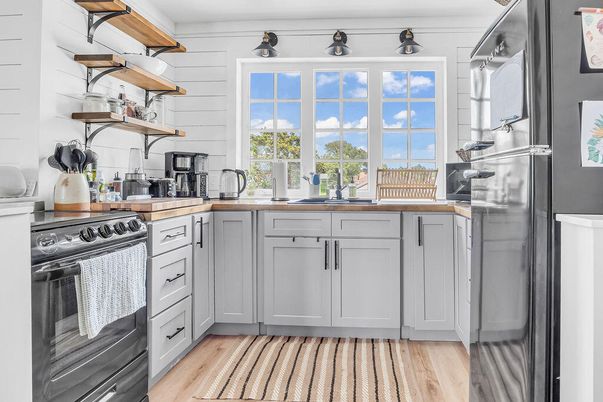 Interior, Kitchen, Stainless Steel Appliances, Wood Texture Flooring