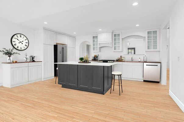 Interior, Kitchen, Recessed Lighting, Wood Texture Flooring