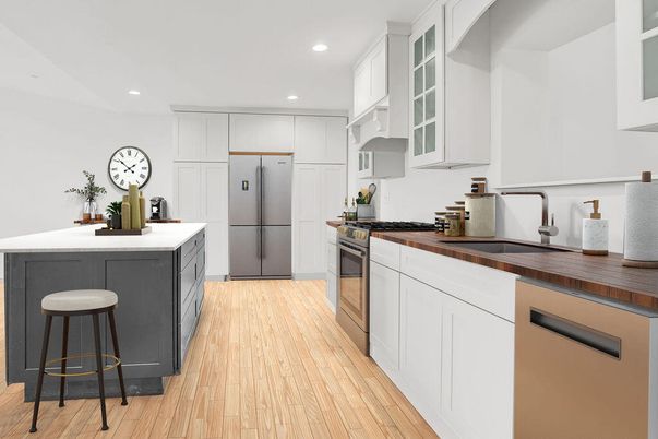 Interior, Kitchen, Recessed Lighting, Wood Texture Flooring