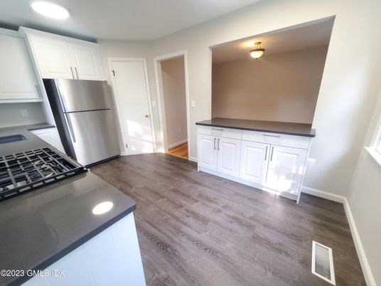 Interior, Kitchen, Recessed Lighting, Wood Texture Flooring
