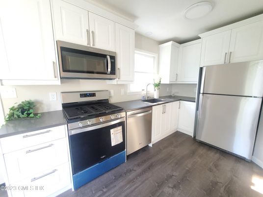 Interior, Kitchen, Stainless Steel Appliances, Wood Texture Flooring