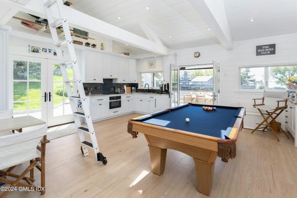Billiard Table, Game Room, Interior, Kitchen, Recessed Lighting, Wood Texture Flooring