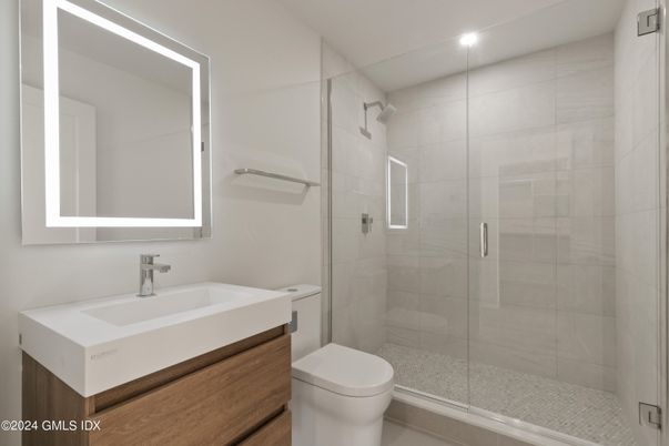 Bathroom, Glass Shower, Interior, Recessed Lighting