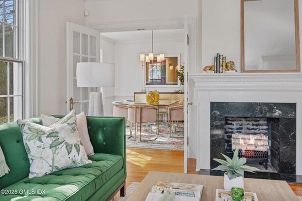 Chandelier, Fireplace, Home Office, Interior, Living room, Pendant Lights, Wood Texture Flooring