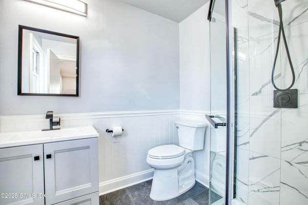 Bathroom, Glass Shower, Interior, Marble Walls