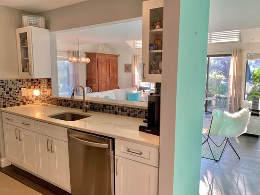 Chandelier, Interior, Kitchen, Pendant Lights, Stainless Steel Appliances, Wood Texture Flooring