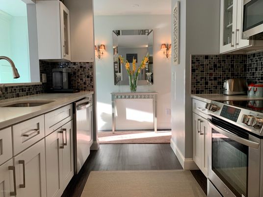 Interior, Kitchen, Stainless Steel Appliances, Wood Texture Flooring