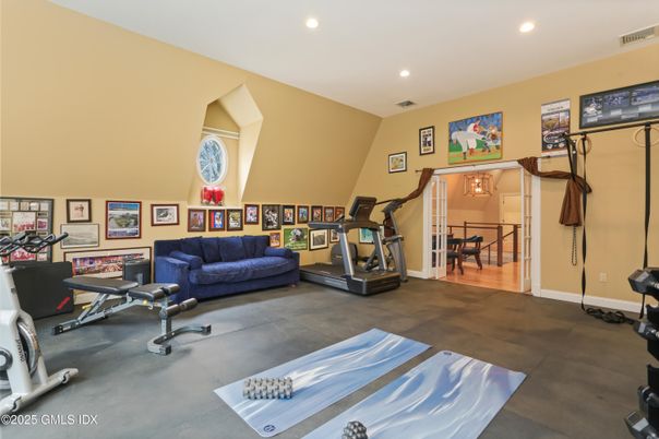 Fitness Equipment, Interior, Recessed Lighting, Wood Texture Flooring