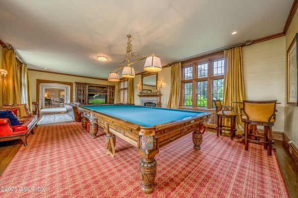 Billiard Table, Chandelier, Fireplace, Game Room, Interior, Pendant Lights, Recessed Lighting