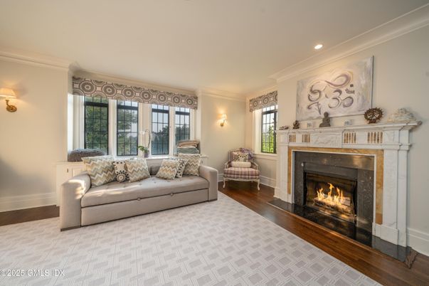 Fireplace, Interior, Recessed Lighting, Wood Texture Flooring