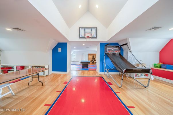 Game Room, Interior, Recessed Lighting, Wood Texture Flooring
