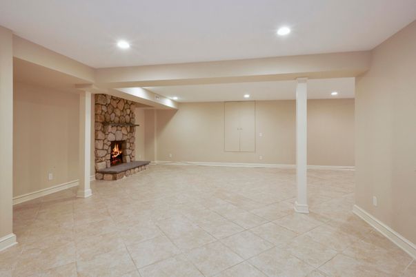 Empty room, Fireplace, Interior, Recessed Lighting