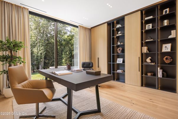 Home Office, Interior, Recessed Lighting, Wood Texture Flooring