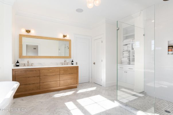 Bathroom, Dual Sink Vanities, Glass Shower, Interior
