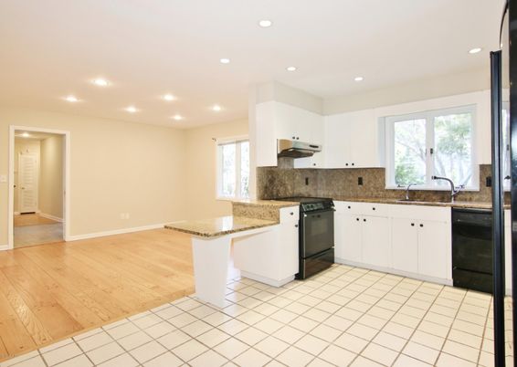 Interior, Kitchen, Recessed Lighting, Wood Texture Flooring
