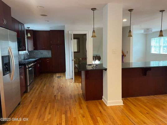 Interior, Kitchen, Pendant Lights, Recessed Lighting, Wood Texture Flooring
