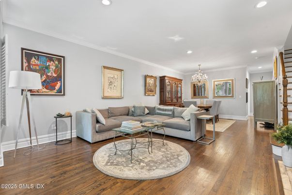 Chandelier, Dining room, Interior, Living room, Recessed Lighting, Wood Texture Flooring