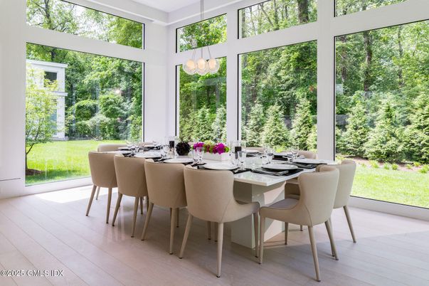 Chandelier, Dining room, Interior, Pendant Lights, Wood Texture Flooring