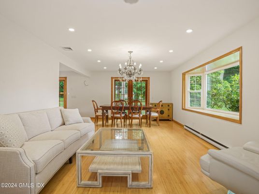 Chandelier, Dining room, Interior, Living room, Recessed Lighting, Wood Texture Flooring