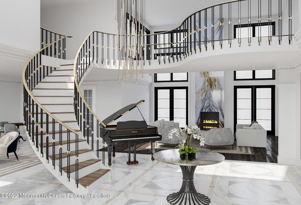 Fireplace, Interior, Marble, Piano