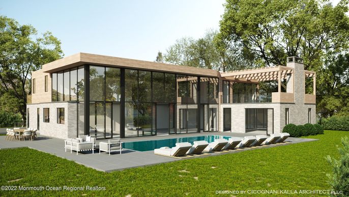 Backyard, Exterior, Facade, Pool, Modern